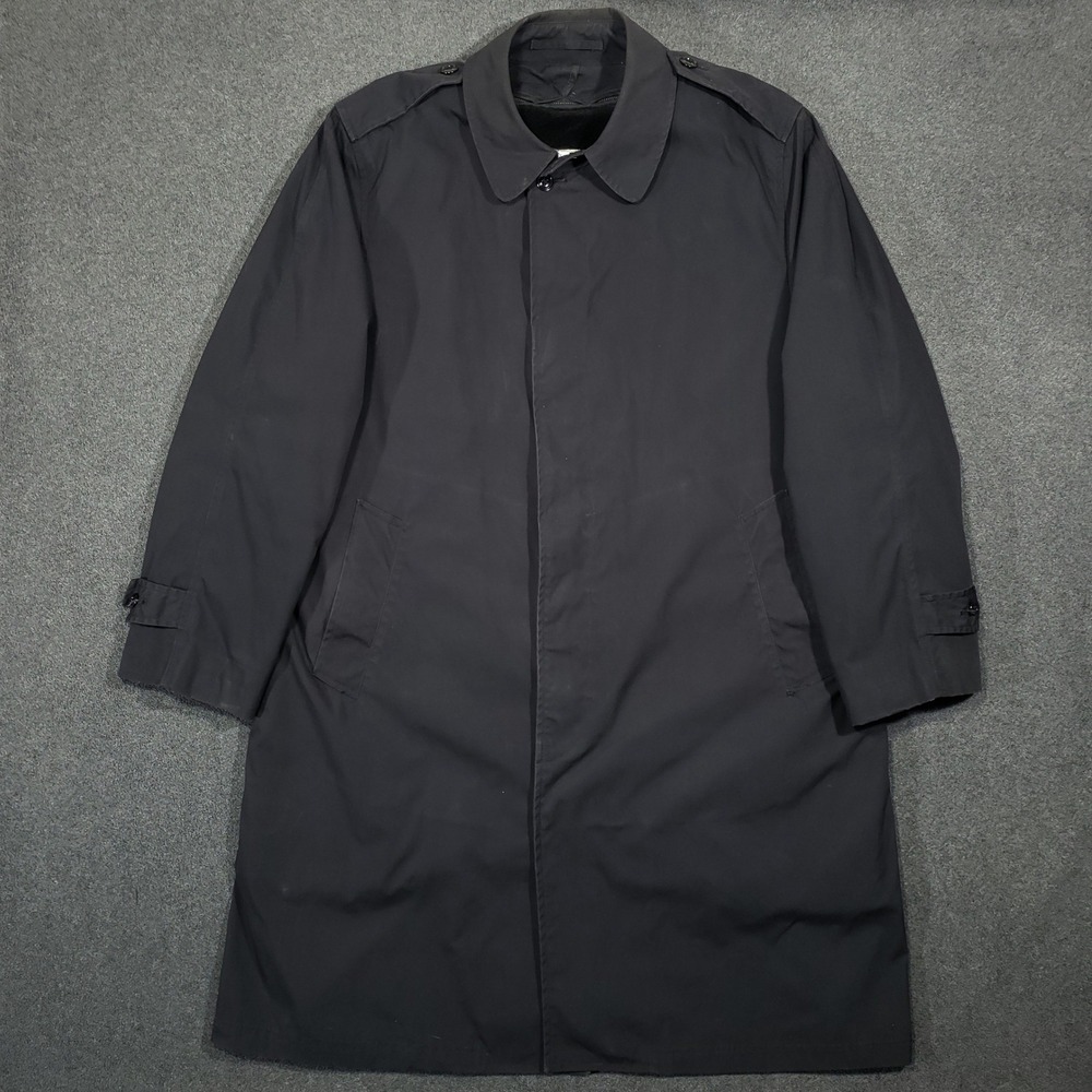 US Military All Weather Man's Coat 44R Black Knee Length Removable Liner 1968‎